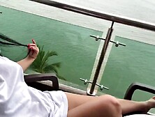 Wicked stepdaughter masturbates by the sea - Real climax - hard and sexually excited bazookas