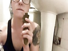 Nerdy Girl Licking Long Hard Turd