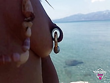 Nippleringlover Slutty Mother Extreme Pierced Nipples And Cunt,  Changingnipple Rings At Public Beach