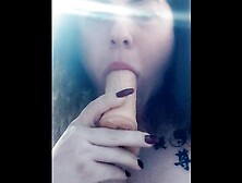 Blowing Dildo deep throat,  no gag reflex