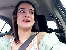 Horny Harper Gets In The Backseat To Finger Herself Solo