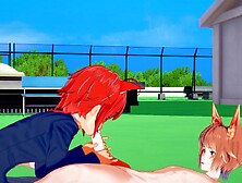 Yaoi - Catboy sucky-sucky to Foxboy with jism in his jaws