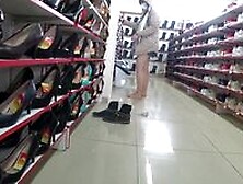 Voyeur And Foot Fetish In A Public Place.  Beautiful Legs In Stockings And A Juicy Ass Under A Short Dress In A Shoe Store.