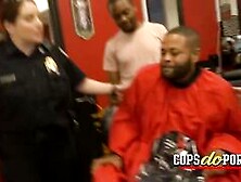 Horny Cops Arrive At A Barbershop To Fuck A Black Mature Man With A Massive Cock Just For Fun