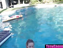 Teengroupsex. Com - Horny College Teens Have Outdoor Foursome By The Pool