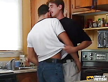 Tattooed Twink Bangs His Partner Hairy Ass In The Kitchen