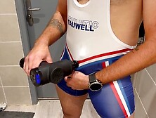 Athletic Guy Masturbating In His Tight Wrestling Singlet Bodysuit