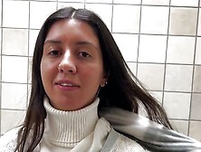 Real Porn Casting in a Public Toilet of Shopping Mall