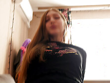 Cute Schoolgirl In Stockings Will Delight You With A Footjob And Her Wet Pussy