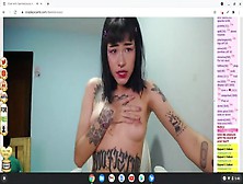 petite rocker cosplay tattooed babe naked on cam