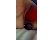 Fucking My Pussy With A Huge Dildo And Wearing Anal Beads