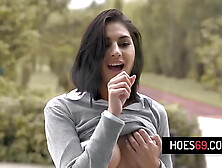 Cute brunette milf Sarah Charming getting DP hard until she climax