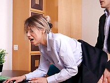 Elena Vedem Enjoys During Sex In Doggy Style In The Office