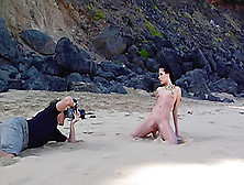 Beach Posing With A Stunning Babe