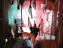 Fetish Girls Scene-1 busty Latina Brunette in Latex Fucks Her Tied-up Friend in a BDSM Cave