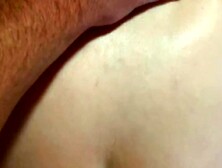 Teen gets fucked from behind before taking cumshot on tits while parents are home