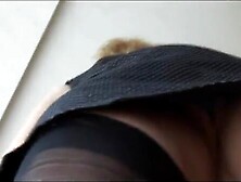 Aged English blond sweetheart in nylons upskirt tease