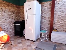 Nasty neighbour is tidying her area with her large booty to tempt me!