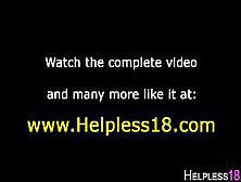 Bound teen sucks cock