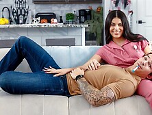 Bratty Sis featuring Angel Gostosa's cowgirl scene