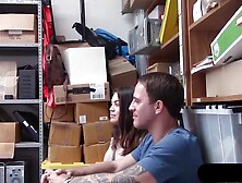 Teen thief cuckold fucked by a cop next to angry BF