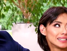 Sultry Veronica Leals twat and ass meet two throbbing cocks