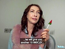 Public Agent Chanel Kiss  sucker is taken from behind after giving a worldclass oral pleasure