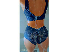 Gorgeous Tanned Latina Girl's take a shower after pool day