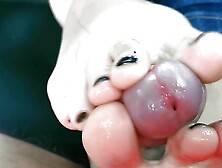 Public foot masturbation in a car