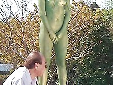 Cosplay Porn: Public Painted Statue Fuck 1