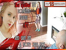 MY18TEENS - Light Fairy spotted her boyfriend jerking off and give him blowjob