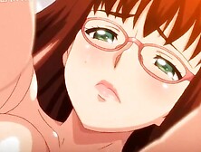 Hot and nerdy anime girl with big tits and glasses banged hard