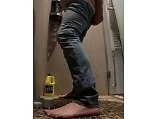 Assfuck in the shower with jeans on