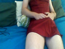 Crimson Satin Sundress For A Cute Crossdresser Pt. 1