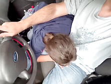Street cockslut gives head while driving, this girl knows how to work my shaft