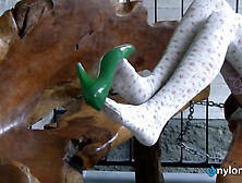 Sexy Val is such a tease in those stockings and her feet