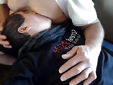 Suckling on Stepdads Breasts whilst home alone