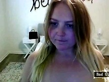 Chubby Blonde Teen Stripping And Masturbating