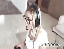 Big Tit Gamer Chick Blows While Online