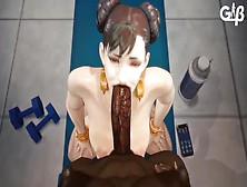 Chun-Li Swallowing Wang At The Gym