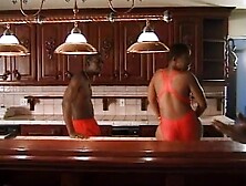 Black hottie with a nice-looking butt screws 2 boys in the kitchen