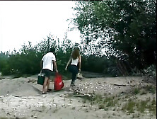 Hot Teen Threesome Blowjob on Beach - HD Outdoor Sex