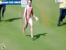 Streaking Guy Runs Around The Football Pitch