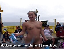Spring Breakers Get Bare In Front Of Cheerful Crowd