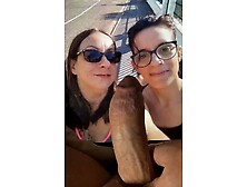 Two girls,  one cock : blowjob dream come true