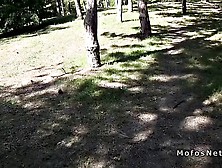 Slim Euro Blonde Fucks In A Public Park