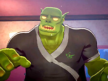 Emma enjoys it wild in the orc massage session