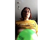 Playing with a balloon and bursting it against my tits