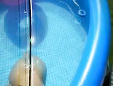 Blonde wife sucking my dick in pool