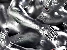 Yoshi Xxx - Yoshi Kawasaki And Daddy Shusaku Are Covered In Silver Paint While Breeding Intensly